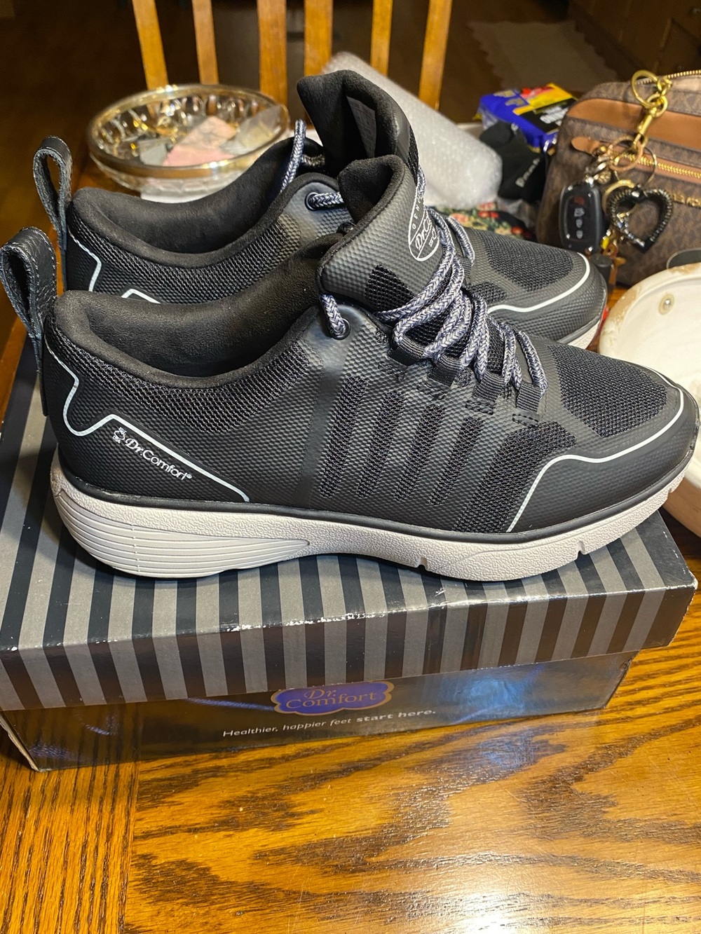 Dr Comfort Gordon Black Mesh Athletic Walking Sneakers Shoes Men's Size 8.5W